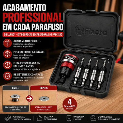 DRILLPRO® - Kit de Brocas Escareadoras de Precisão [50% OFF]