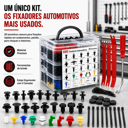 AUTOFIX® - Kit Profissional de Fixadores Automotivos + Brindes Exclusivos