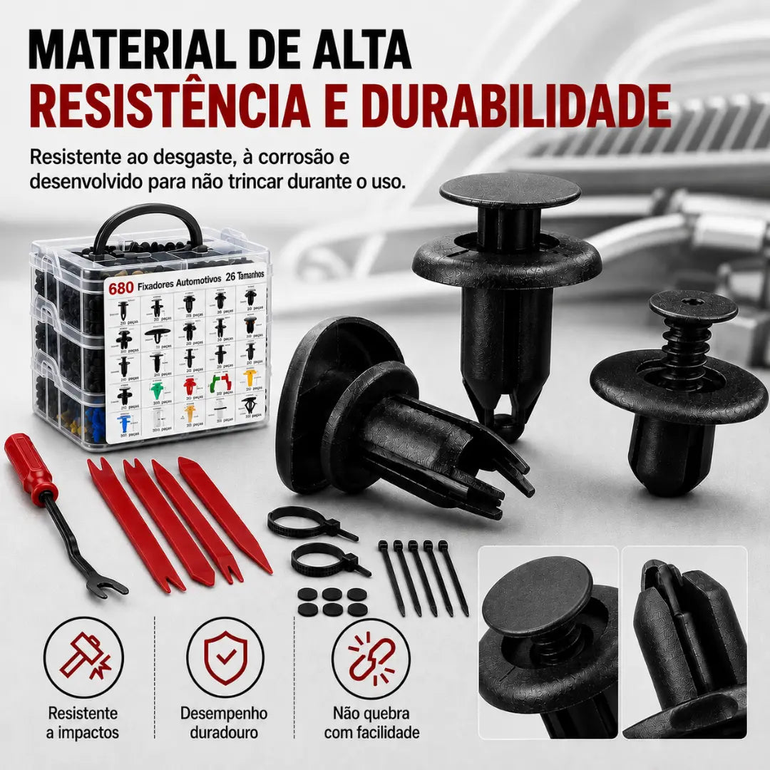 AUTOFIX® - Kit Profissional de Fixadores Automotivos + Brindes Exclusivos