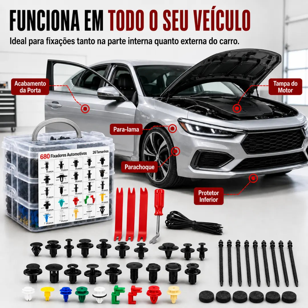 AUTOFIX® - Kit Profissional de Fixadores Automotivos + Brindes Exclusivos