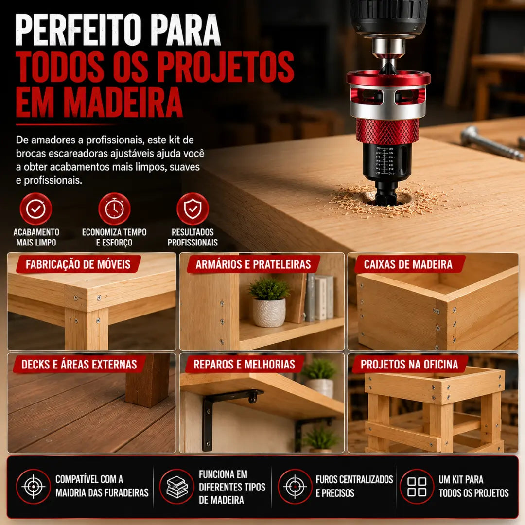 DRILLPRO® - Kit de Brocas Escareadoras de Precisão [50% OFF]
